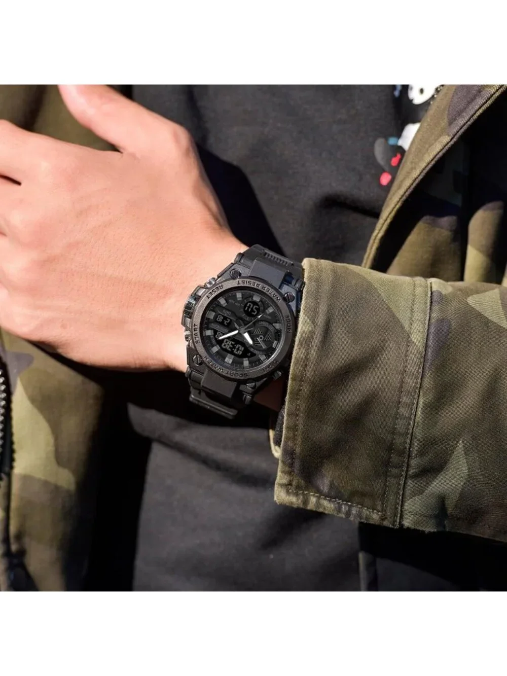 Men's Black Analog Quartz Sports Outdoor Waterproof Military LED Digital Watch
